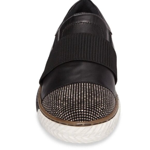 Anthropologie Sheridan Mia Black Leather Studded Slip On Sneaker EU 39 US 8.5‎ - Picture 2 of 12